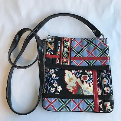 Vera Bradley Flipster Fold Over Crossbody Bag In Versailles Blue Red Black • $19.99