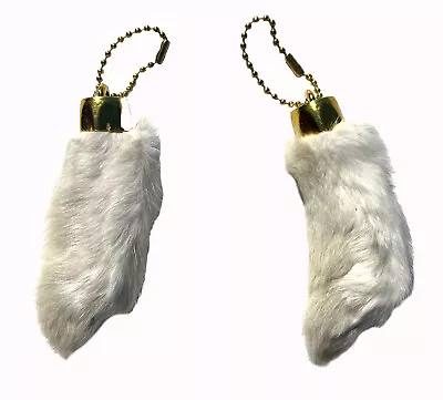 2 NATURAL LUCKY COLOR RABBIT FOOT KEY CHAIN Real Rabbits Feet Authentic Keychain • $10.95