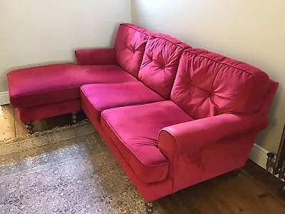 £350 • Buy Sofa Workshop 3 Seater Corner Sofa. Red Velvet. Left Hand Chaise/Corner