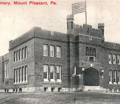 C.1907 Postcard Mount Pleasant PA State Armory Pennsylvania Flag -B2-58 • $6.29