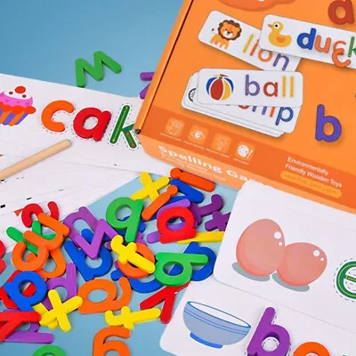 Alphabet Flash Cards Game Wooden Number ABC Letter Homeschool Educational Puzzle • $14.89