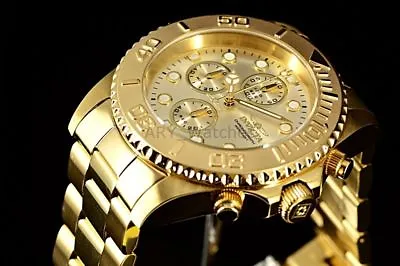 Men's Invicta Pro Diver 18k GOLD Plated SS Chronograph Champagne Dial $695 Watch • $89.99