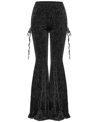 Punk Rave Gothic Embossed Baroque Flared Pants - Extended Size Range - Black • £44.99