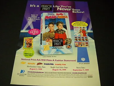 MARY-KATE & ASHLEY OLSEN Are Having A FASHION PARTY 1999 Promo Poster Ad MINT • $9.95