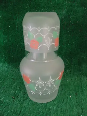 Vintage Frosted Glass Carafe + Tumbler Floral Pattern   Over Night Guests • £7.99
