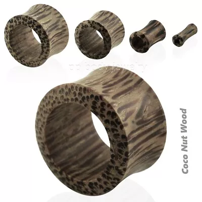 PAIR Organic Coconut Wood Saddle Hollow Tunnel Ear Plugs 3mm-30mm • $6.42