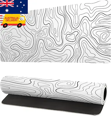 Topographic Contour White Gaming Mouse Pad XL Geographic Map Lines Extended XXL • $14.99