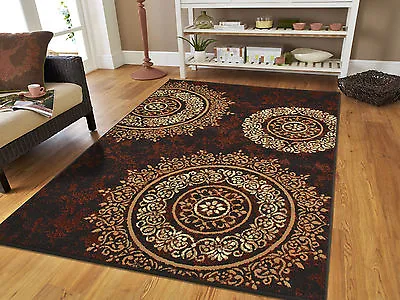 New Area Rugs 8x10 Brown Black Circles Area Rug 5x7 Contemporary 5x8 Rugs 2x3 • $99.98