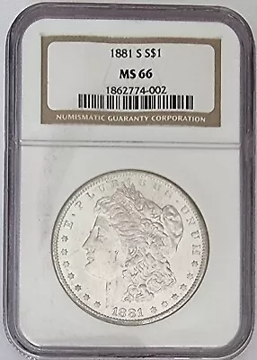 1881-S  Morgen Dollar 90% Silver NGC MS66 #444 • $299