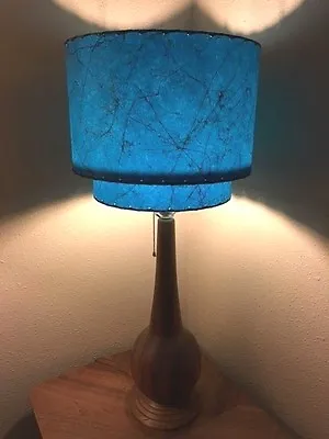 Mid Century Vintage Style 2 Tier Fiberglass Lamp Shade Retro 15X12 Teal • $150