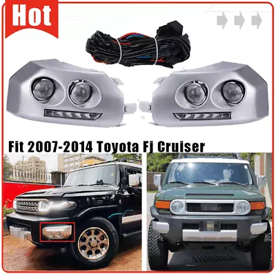 For 2007-2014 TOYOTA FJ Cruiser Chrome LED Bumper Fog Lights DRL Driving Lamps • $99.99