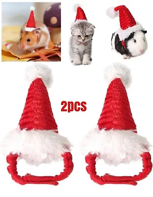 2pcs Pet Christmas Hat Cap Accessory Rabbit Hamster Guinea Pig Rat Small Animals • £4.99