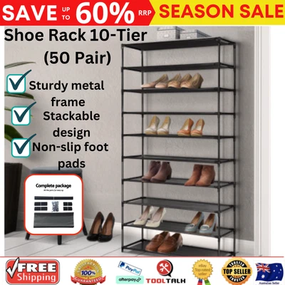 $31.71 • Buy Stackable Shoe Rack Cabinet Storage Shelves 10 Tiers Shoes Stand Organiser Black