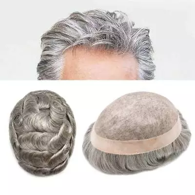 Mens Toupee For Men Fine Mono Poly Around 100%Human Hair Replacements Hairpieces • $189