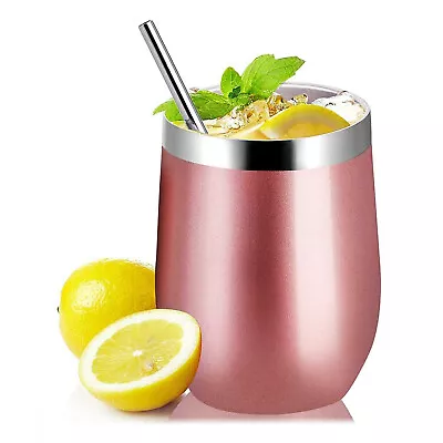 Stainless Steel Wine Tumbler With Lid Straw Thermos Cup Coffee Mug Insulated • $90.19