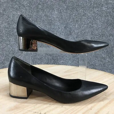 Via Spiga Heels Womens 8M Casual Slip On Pointed Pumps Black Leather Block Heels • $21.99