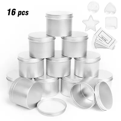 12PCS 100ml Round Candle Tins Silver Metal Tin For Wax Soy Making Container Jar • £11.18