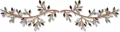 2 Pieces Metal Tree Leaf Wall Decor Vine Olive Branch Wall Art Wrought Iron Scro • $25.99