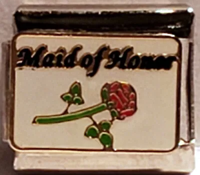 Maid Of Honor W/Rose 9mm Enamel Italian Charm Stainless~Addt'l Charms Ship Free~ • $2.79