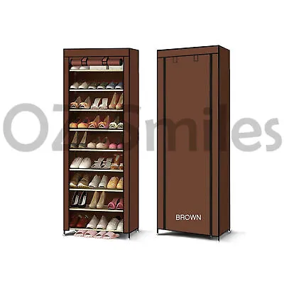$26.35 • Buy 10 Tier Shoe Rack 27 Pairs Cabinet Storage Organiser Stand Dustproof Cover