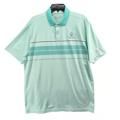 Under Armour Loose HeatGear Wailea Blue Maui Stripe Golf Polo Shirt Green Mens L • $11.44