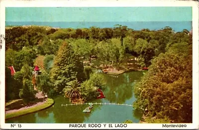 Postcard Parque Rodo Y El Lago Montevideo  Rodo Park And The Lake  Uruguay • $3.95