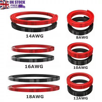 8/10/12/14/16/18AWG Gauge Flexible Silicone Wire Copper Cable For RC Car Battery • £12.99