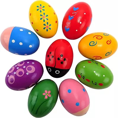 9Pcs Easter Wooden Egg Shakers Maracas For Party Favors And Musical Instruments • $18.99