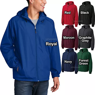 Mens Hooded Full Zip Jacket Windbreaker With Pockets Water Resistant XS-6XL NEW! • $30.50