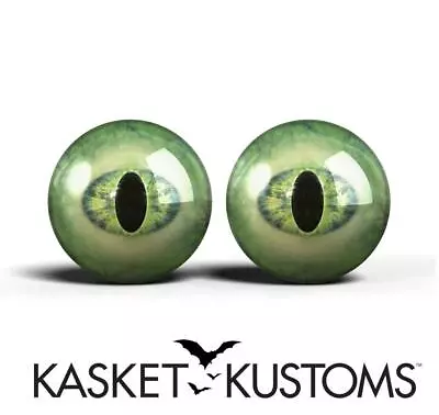 Green Monster Creature Glass Eyes -PIXEL FREE- Realistic Taxidermy Eyeballs 2pc • $7.99