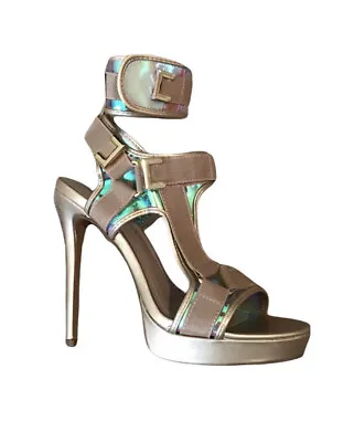 $29 • Buy Gold Hologram Strap 5” High Heel Harness Strap Shoe Size 8