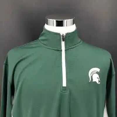 Michigan State Spartans Pullover Jacket Men's XL 46/48 Green 1/4 Zip Long Sleeve • $27.20