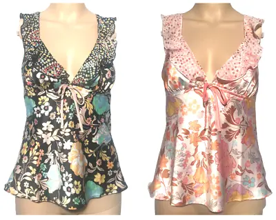 Victorias Secret Satin Pajama Sleep Lounge Flounce Cami Top Floral Xs S M L Xl • $19.75