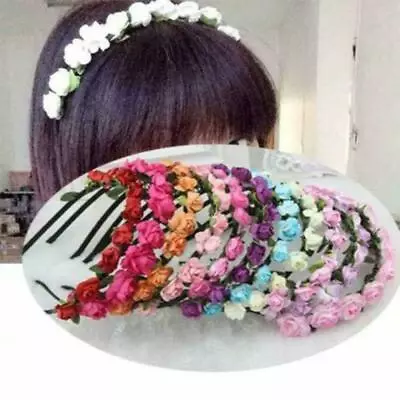 $5.27 • Buy Rose Flower Crown Hairband Wedding Garland Floral Headband Accessories Festivals