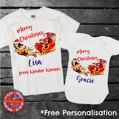 £9.99 • Buy Wonder Woman Personalised Christmas T-shirt Boys Girls Gifts