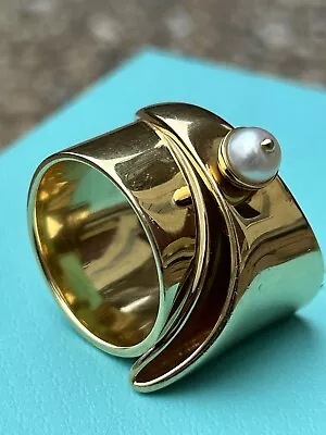 Tiffany & Co 18K Gold Eddie Borgo Pearl Ring Capsule Collection Size 8 19.5 GRMS • $6500