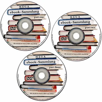 3 DVD's Mit 115 GB Ebooks MEGASAMMLUNG Ebook Sammlung Für PC Reader Etc. NEU • £12.22