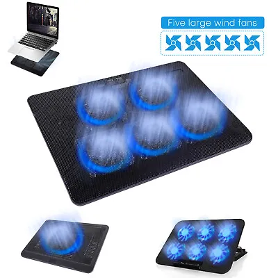 Laptop Cooling Pad 1/5/6 Quiet Fan Cooler Stand Dual USB Port For 12-17  Laptop • $15.99