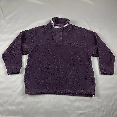 Vintage Eastern Mountain Sports 1/4 Snap Deep Pile Fleece Large Purple USA Made • $34.99
