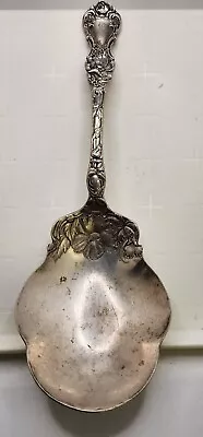 Vintage 1835 R. Wallace Silver Plate Floral Serving Spoon 9  Scoop 3  Wide.  • $19.99