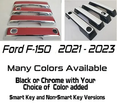 $115 • Buy Custom Black OR Chrome Door Handle Overlays 2021 - 2022 Ford F-150 YOU PICK CLR 