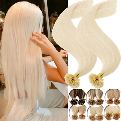 100% Real Remy Hair Keratin Pre Bonded 20  Nail U Tip Glue Human Hair Extensions • $49.63