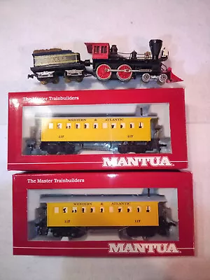 Tyco HO Gauge Old Time Civil War Steam Engine 4-4-0 General 2x Mantua Coaches • $35