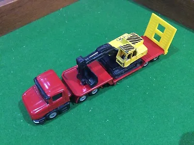 Siku Low Loader Truck And Trailer With Matchbox 1980 Excavator  • $30