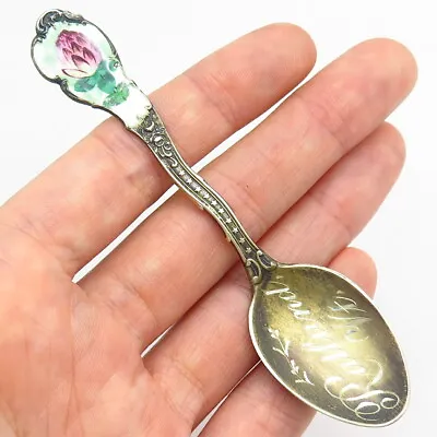 925 Sterling Silver Vintage Enamel  Rutland  Vermont  Demitasse Spoon • $41.99