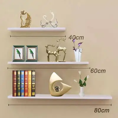 £12.99 • Buy 3 Set Of Wooden Floating Wall Shelves Storage Display Kitchen Bedroom Shelf Unit