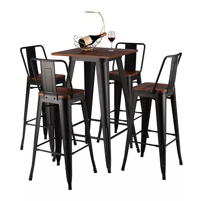 Metal Industrial Bistro Bar Table Kitchen Breakfast Bar Stools Retro Tolix Style • £189.95