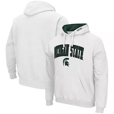 Men's Colosseum White Michigan State Spartans Arch & Logo 3.0 Pullover Hoodie • $49.99