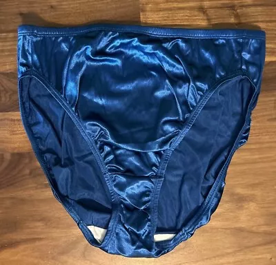 Vintage Hanes Shiny Second Skin Satin Panties Size 8 USA Side Tag Blue Glossy • $37.80