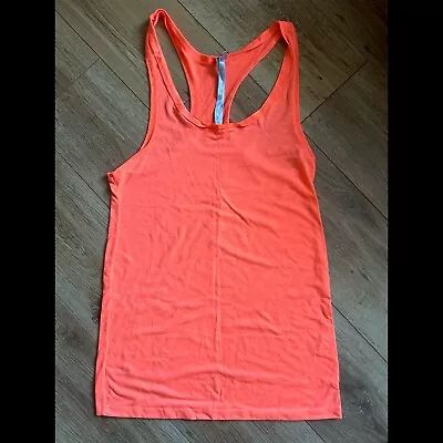 Internacionale Bright Orange Neon Oversized Racer Back Vest Top Rave Size 10 • £3